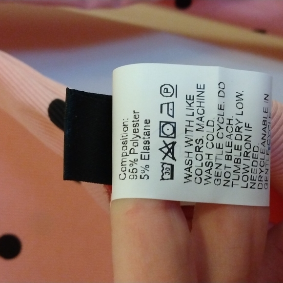 Shein Women's Med pink/maroon dots, long sleeve, high neck ribbed top.  NWOT - Picture 3 of 4